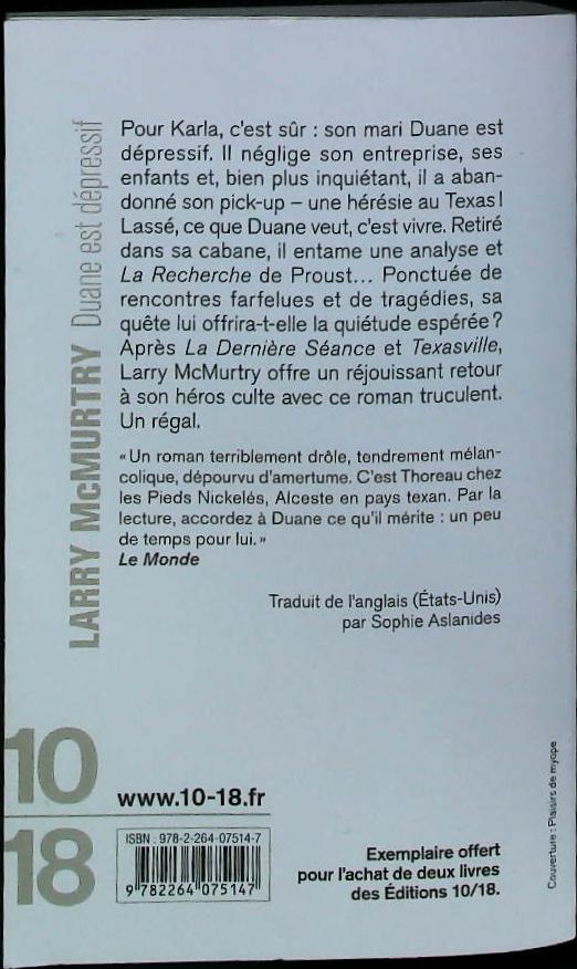 Duane est dépressif : livres pas cher d'occasion, de seconde main de l'association Lire et Créer