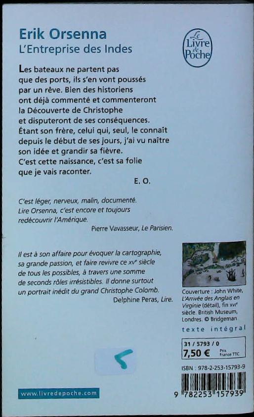 L'entreprise des Indes : livres pas cher d'occasion, de seconde main de l'association Lire et Créer