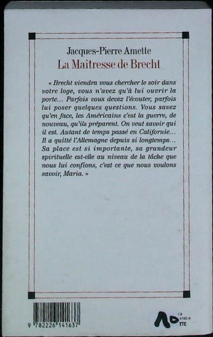 La maitresse de BRECHT : livres pas cher d'occasion, de seconde main de l'association Lire et Créer