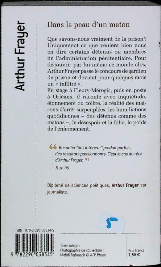 Dans la peau d'un maton : livres pas cher d'occasion, de seconde main de l'association Lire et Créer