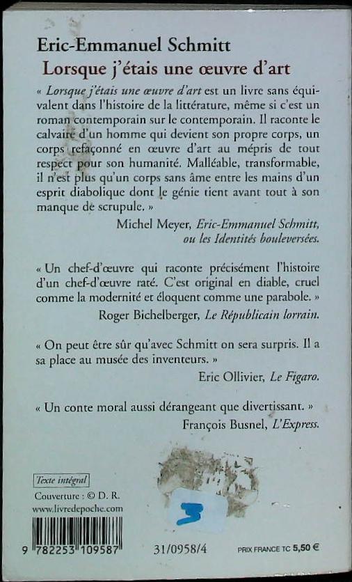 Lorsque j'étais une oeuvre d'art : livres pas cher d'occasion, de seconde main de l'association Lire et Créer