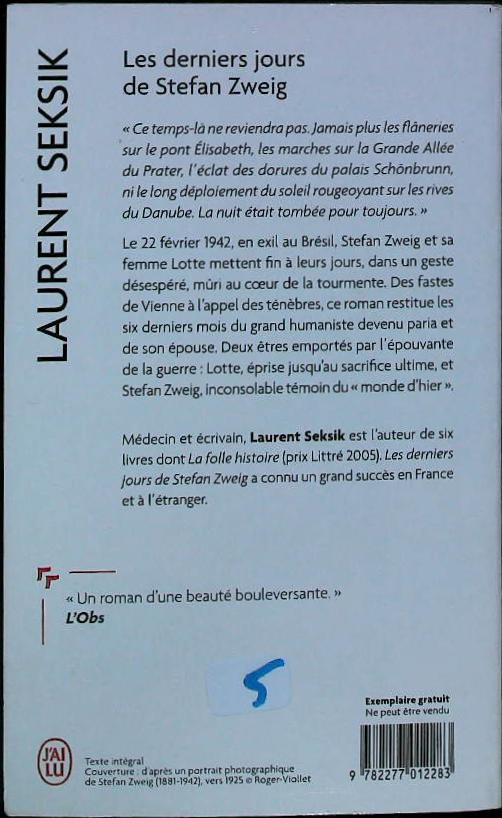 Les derniers jours de Stefan ZWEIG : livres pas cher d'occasion, de seconde main de l'association Lire et Créer