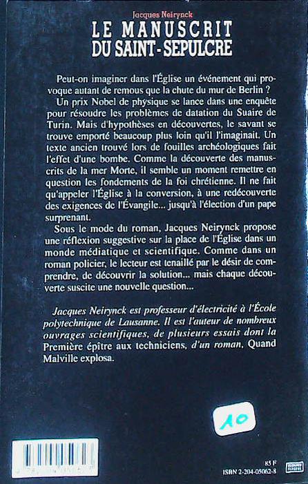Le manuscrit du Saint-Sépulcre : livres pas cher d'occasion, de seconde main de l'association Lire et Créer