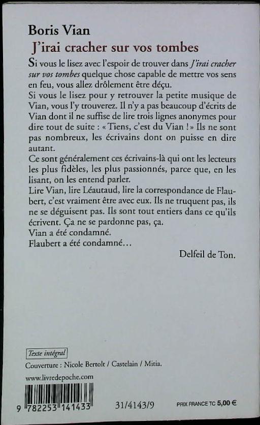 J'irai cracher sur vos tombes : livres pas cher d'occasion, de seconde main de l'association Lire et Créer