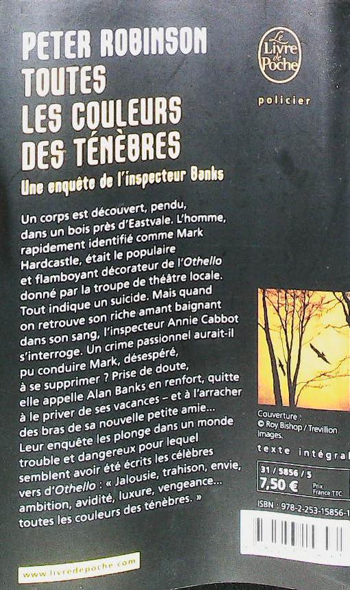 Toutes les couleurs des ténèbres : livres pas cher d'occasion, de seconde main de l'association Lire et Créer