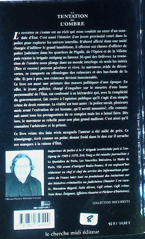 La tentation de l'ombre : livres pas cher d'occasion, de seconde main de l'association Lire et Créer