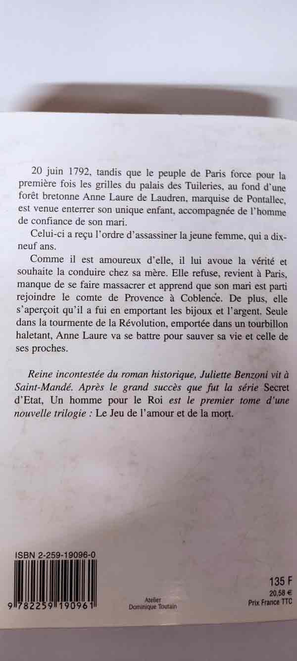 Un homme pour le Roi (le jeu de l'amour et de la mort) : livres pas cher d'occasion, de seconde main de l'association Lire et Créer