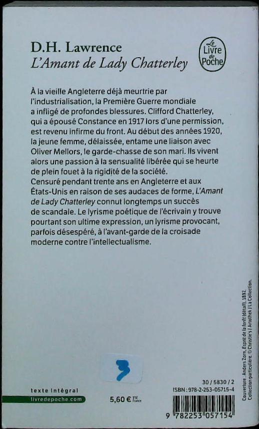 L'amant de Lady CHATTERLEY : livres pas cher d'occasion, de seconde main de l'association Lire et Créer