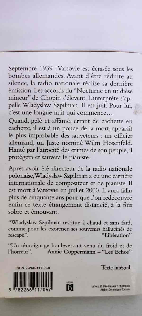 Le Pianiste: L'extraordinaire destin d'un musicien juif dans le ghetto de Varsovie, 1939-1945 : livres pas cher d'occasion, de seconde main de l'association Lire et Créer