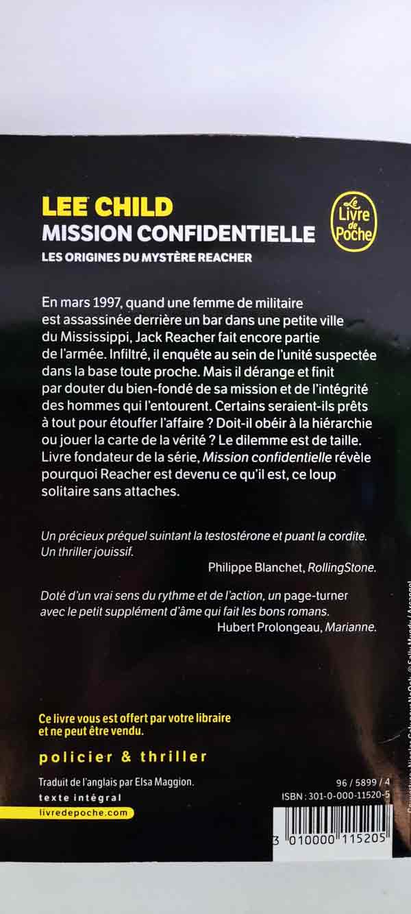 Mission confidentiel: Les origines du mystère REACHER : livres pas cher d'occasion, de seconde main de l'association Lire et Créer